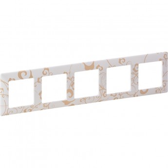 Рамка LEGRAND Valena LIFE "Ампир белый", 5-постовая универсальная, кремово-бежевая Рамка LEGRAND Valena LIFE "Ампир белый", 5-постовая универсальная, кремово-бежевая