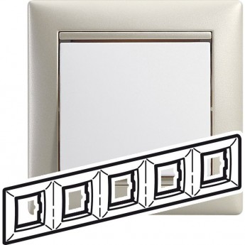 Рамка LEGRAND Valena 5 постов вертикальный и горизонтальный жемчужный Рамка LEGRAND Valena 5 постов вертикальный и горизонтальный жемчужный